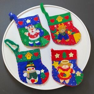 4 for $25 - Lot of 4 Festive Christmas Stockings Ornaments